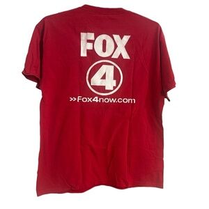 PORT & COMPANY Mens Size L Red FOX 4 News Logo Short Sleeve Tee
